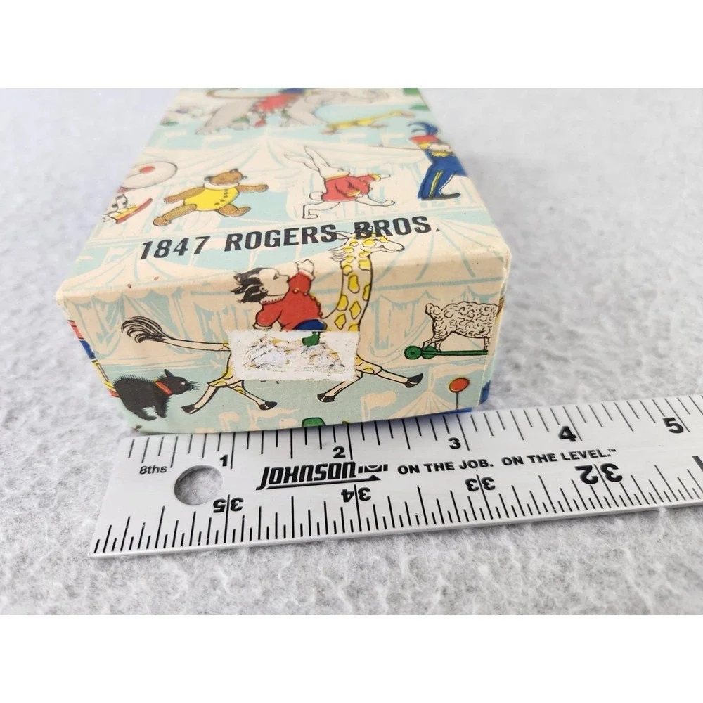 Vintage 1847 Rogers Bros. silverware EMPTY box Circus Paper Baby Utensil Set